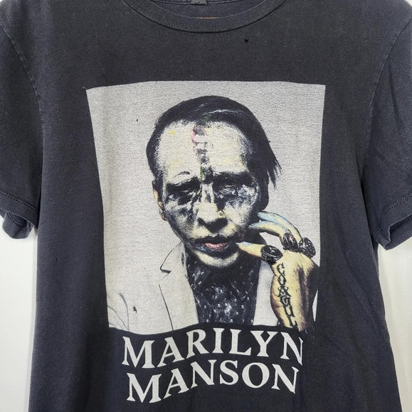 Marilyn Manson Rare Distressed Destroyed Grunge Tour Tee Shirt Gothic - Picture 2 of 13